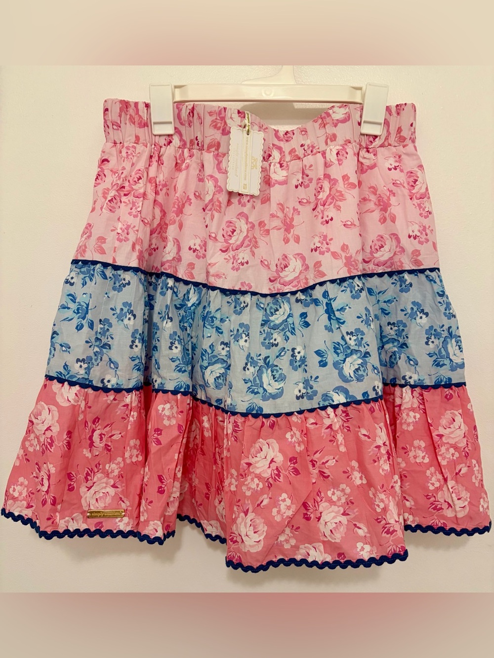 Simply, Southern .Floral Tiered Pink and Blue Skirt
